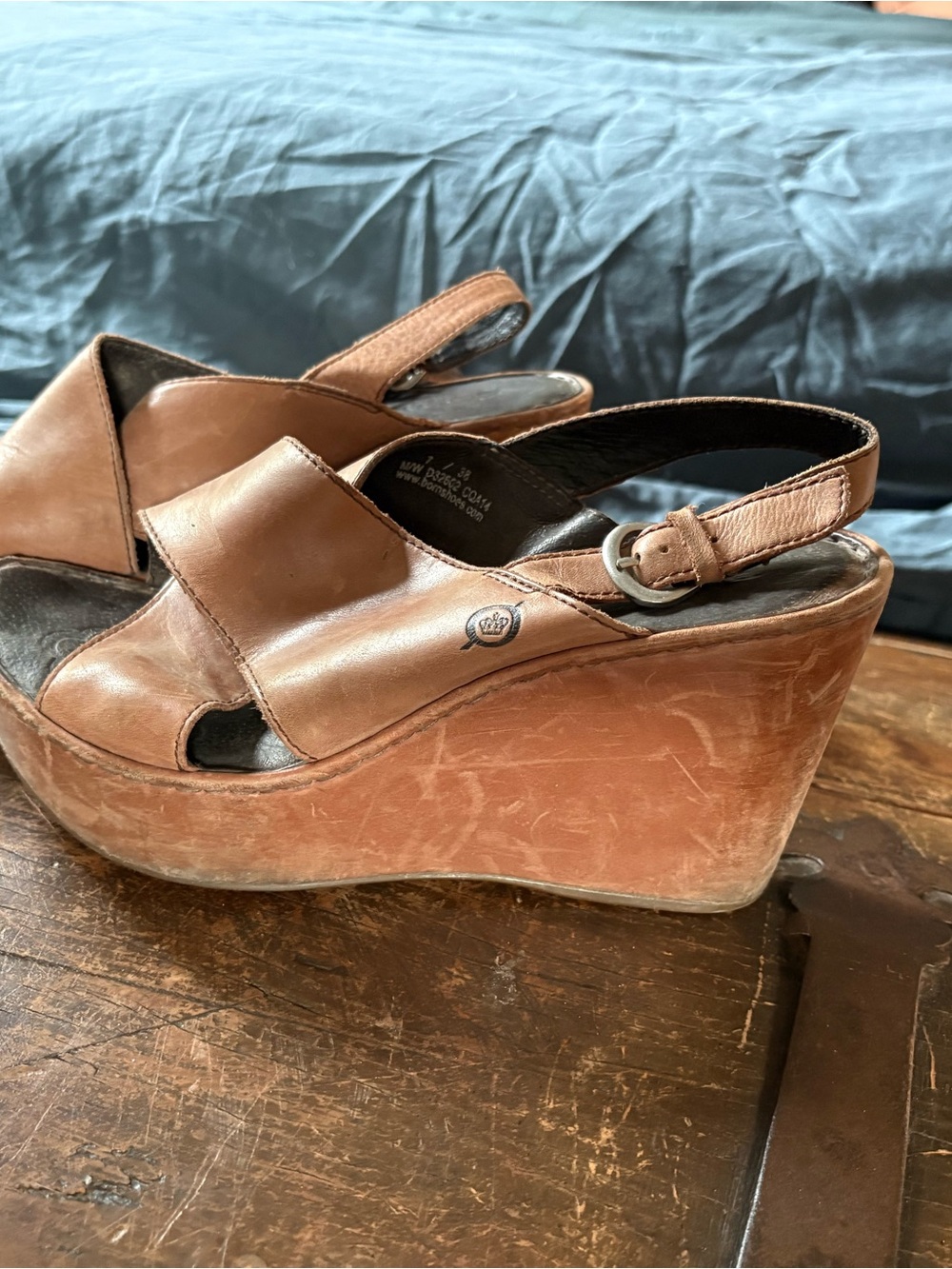 Born Tan Leather Wedge sandals - Picture 5 of 6